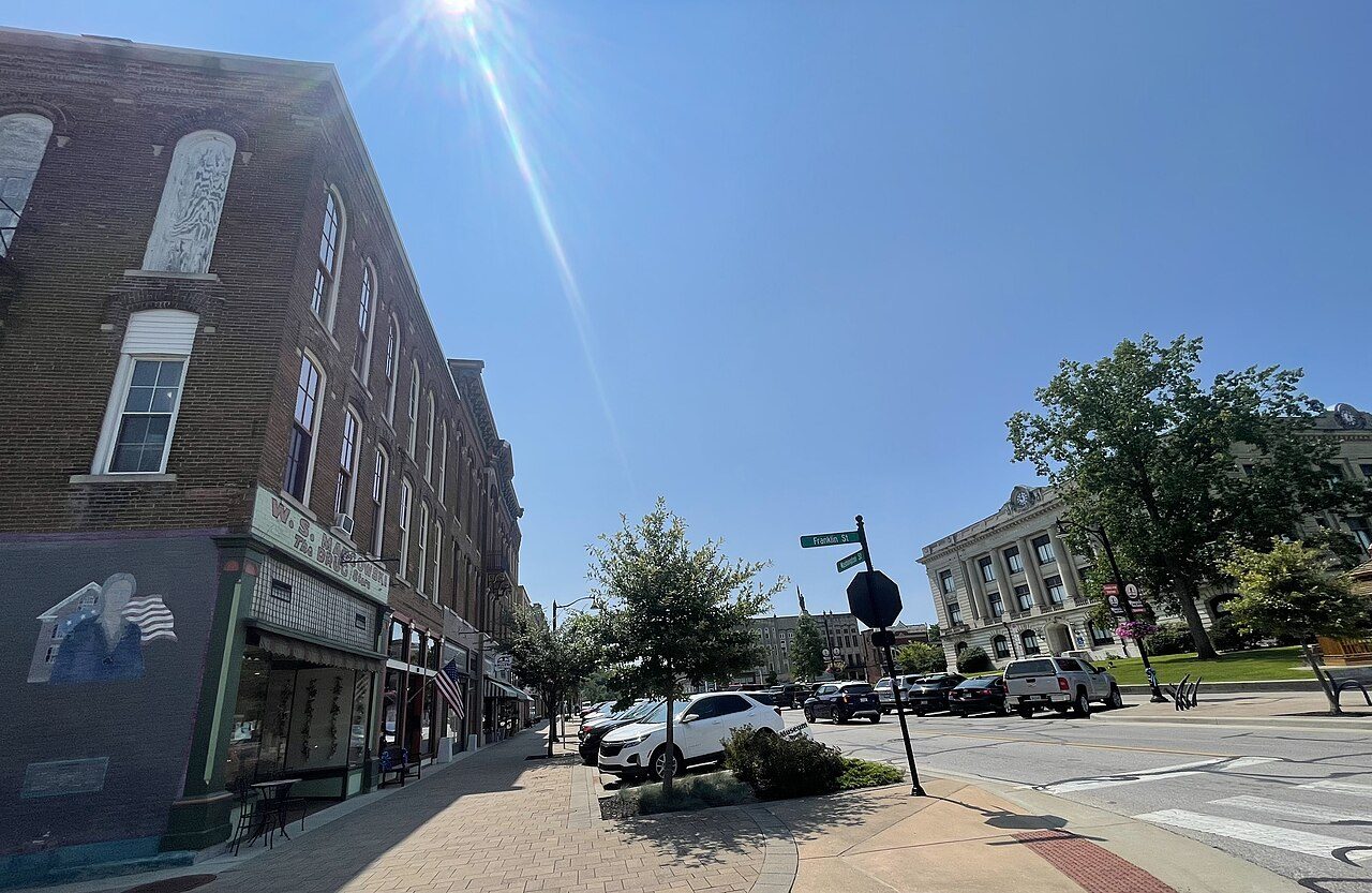Delphi, IN street scene near Lafayette, where we provide hail damage roof repair